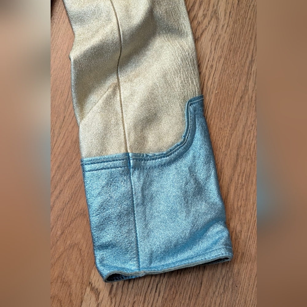 MARC JACOBS Blue western metallic womens cowboy leather Jacket vintage Coat sz S - Picture 6 of 13